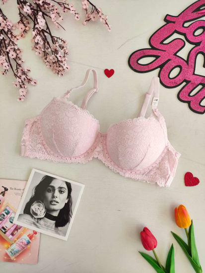 Imagen de PINK Bra Balconette Push-Up Rosa Encaje.